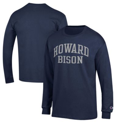 Champion Men's NCAA Howard Bison Jersey Long Sleeve T-Shirt, Navy Blue, 3XL