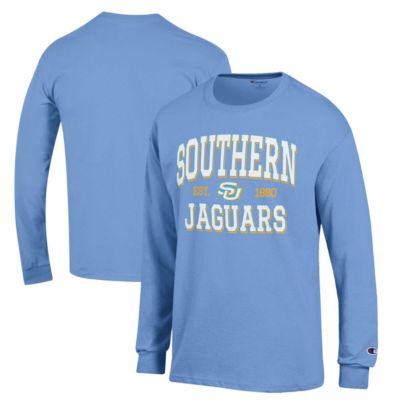 Champion Men's NCAA Light Southern University Jaguars Jersey Est. Date Long Sleeve T-Shirt