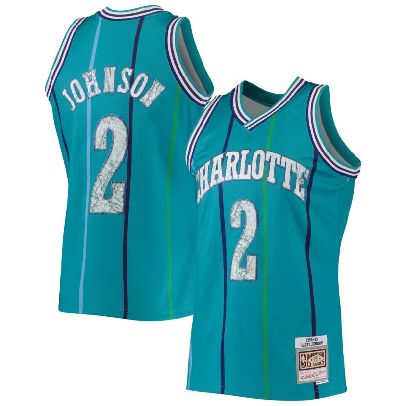 NBA Larry Johnson Charlotte Hornets 1996/97 Hardwood Classics NBA 75th Anniversary Diamond Swingman Jersey