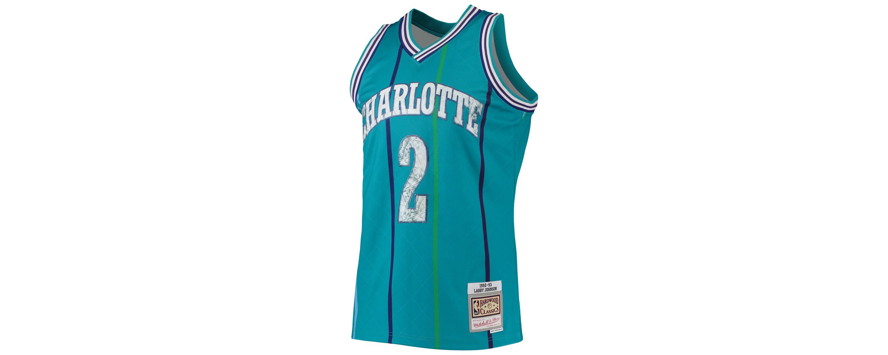 NBA Larry Johnson Charlotte Hornets 1996/97 Hardwood Classics NBA 75th Anniversary Diamond Swingman Jersey