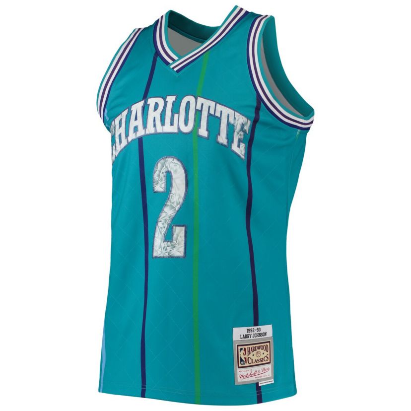 NBA Larry Johnson Charlotte Hornets 1996/97 Hardwood Classics NBA 75th Anniversary Diamond Swingman Jersey