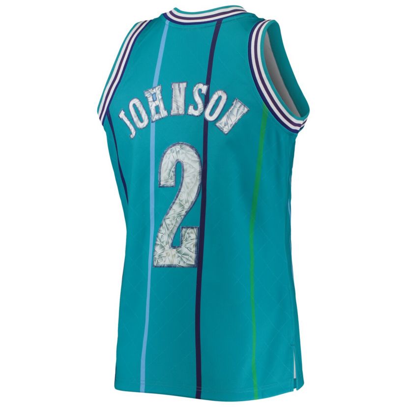 NBA Larry Johnson Charlotte Hornets 1996/97 Hardwood Classics NBA 75th Anniversary Diamond Swingman Jersey