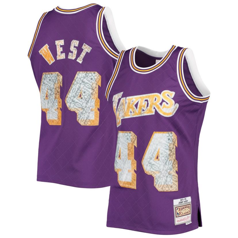 NBA Jerry West Los Angeles Lakers 1971/72 Hardwood Classics NBA 75th Anniversary Diamond Swingman Jersey