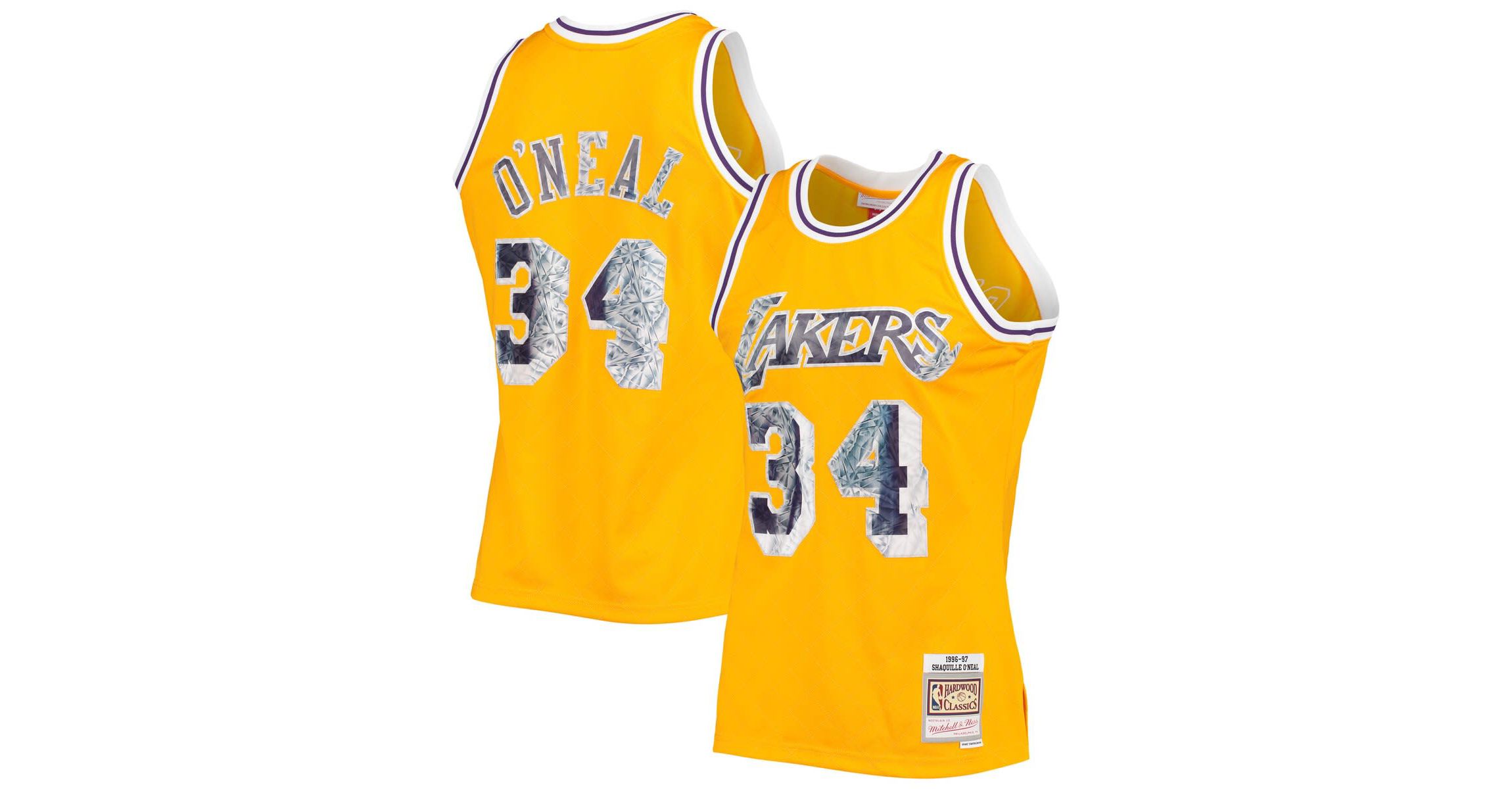 NBA Shaquille ONeal Los Angeles Lakers 1996-97 Hardwood Classics NBA 75th Anniversary Diamond Swingman Jersey