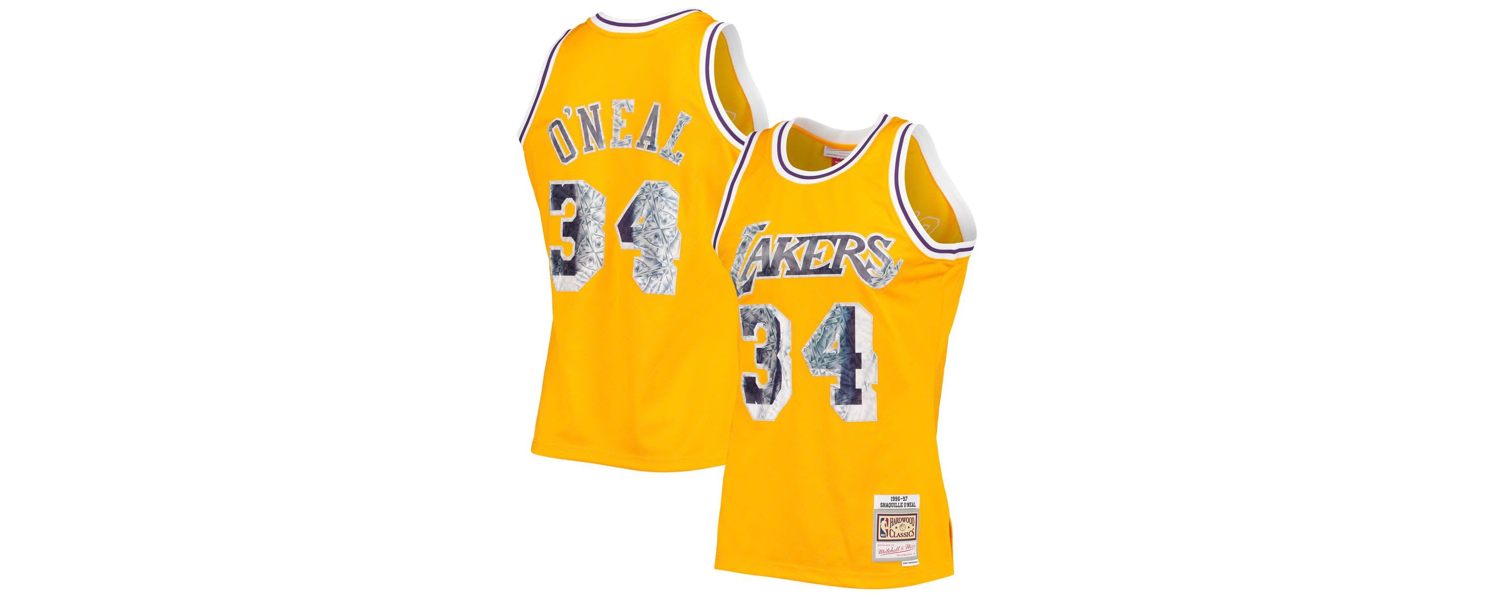 NBA Shaquille ONeal Los Angeles Lakers 1996-97 Hardwood Classics NBA 75th Anniversary Diamond Swingman Jersey