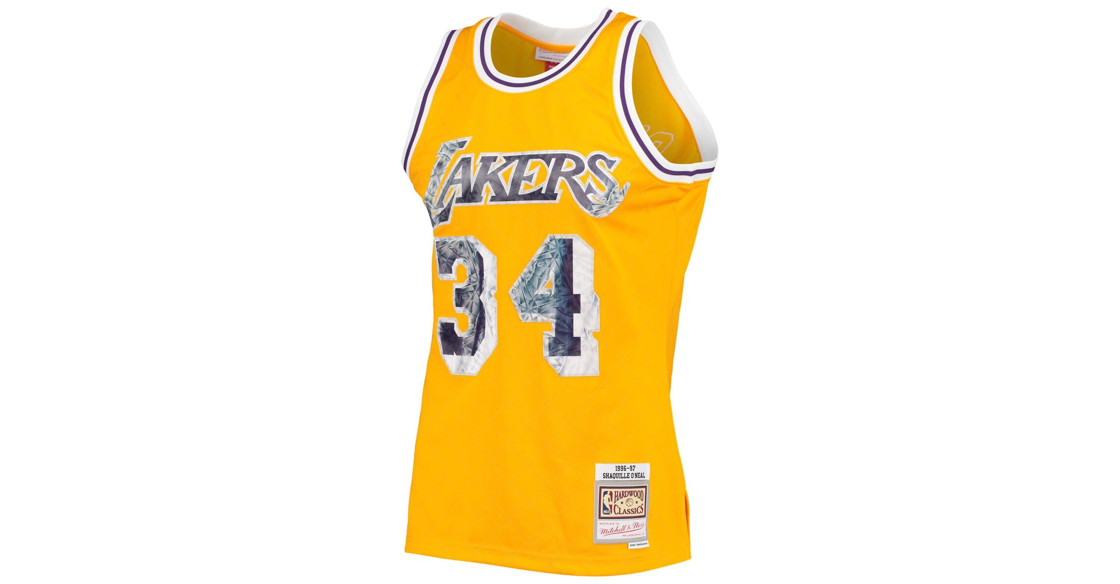 NBA Shaquille ONeal Los Angeles Lakers 1996-97 Hardwood Classics NBA 75th Anniversary Diamond Swingman Jersey