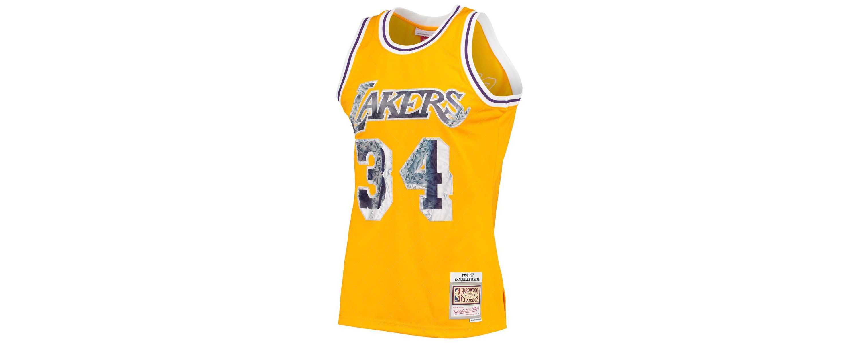 NBA Shaquille ONeal Los Angeles Lakers 1996-97 Hardwood Classics NBA 75th Anniversary Diamond Swingman Jersey