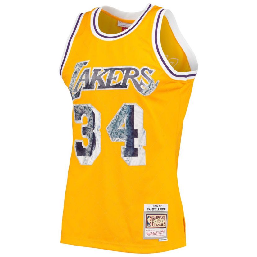 NBA Shaquille ONeal Los Angeles Lakers 1996-97 Hardwood Classics NBA 75th Anniversary Diamond Swingman Jersey