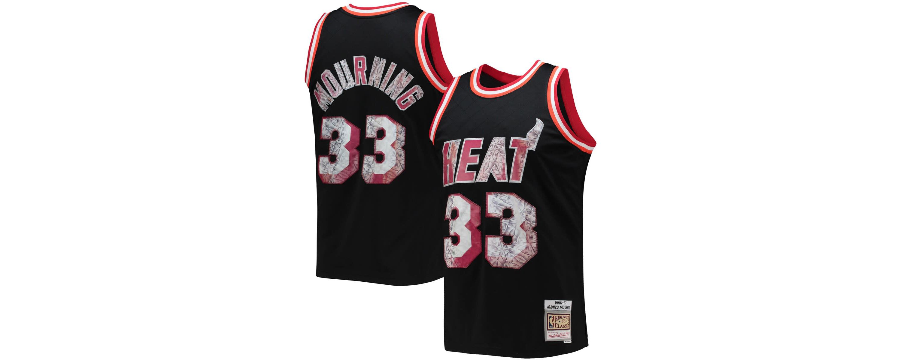 NBA Alonzo Mourning Miami Heat 1996/97 Hardwood Classics NBA 75th Anniversary Diamond Swingman Jersey
