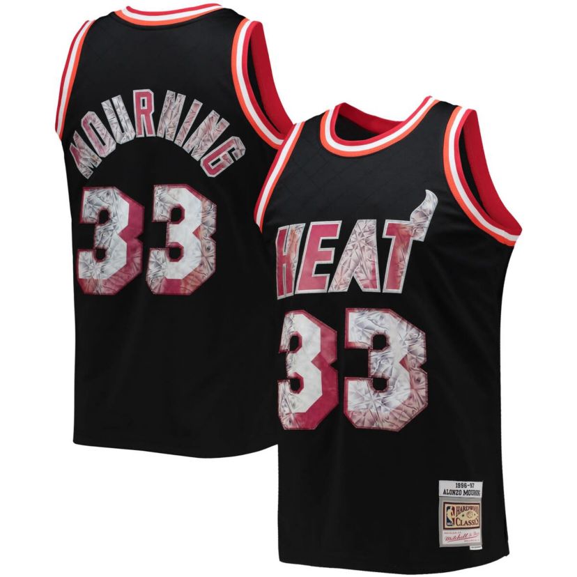 NBA Alonzo Mourning Miami Heat 1996/97 Hardwood Classics NBA 75th Anniversary Diamond Swingman Jersey