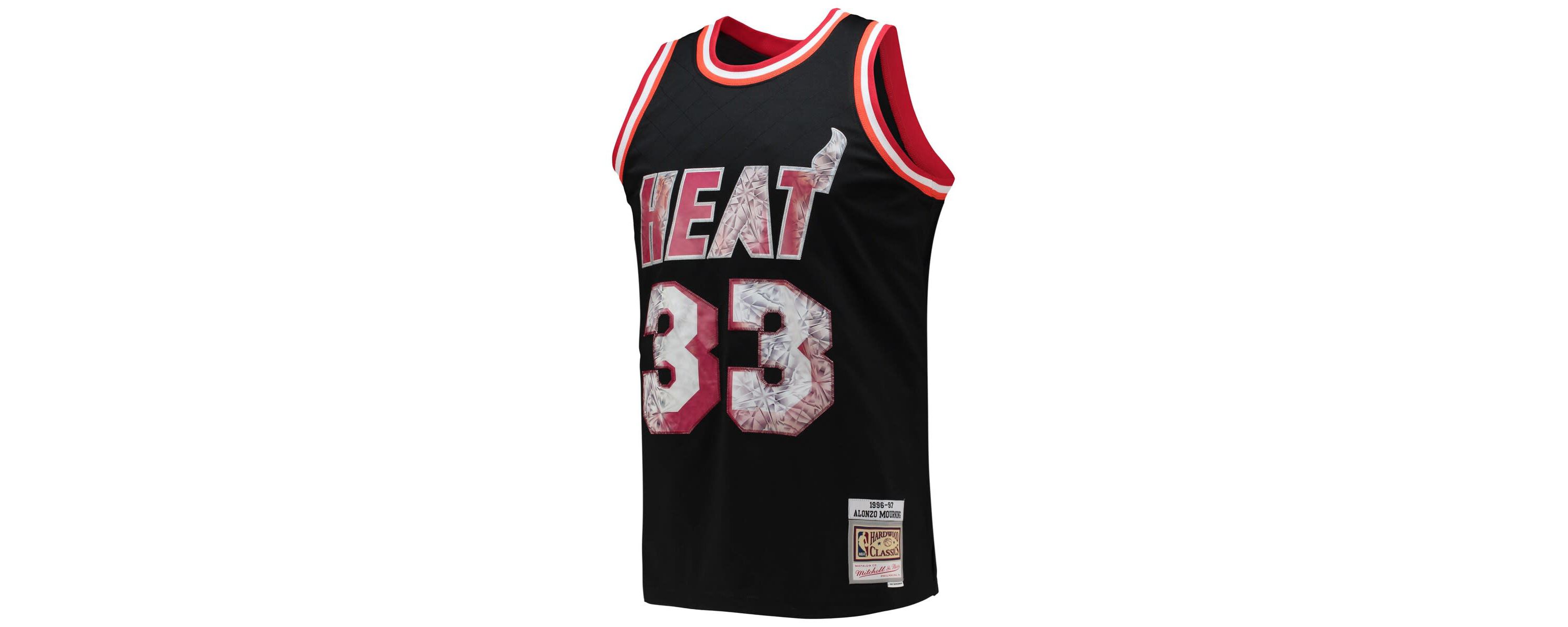 NBA Alonzo Mourning Miami Heat 1996/97 Hardwood Classics NBA 75th Anniversary Diamond Swingman Jersey