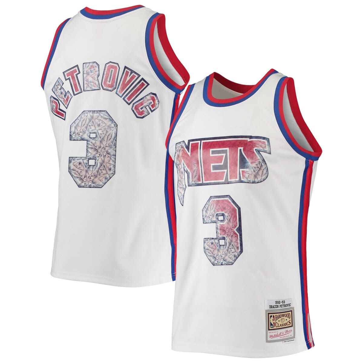 Hardwood Classic Teams Drazen Petrovic New Jersey Nets 1992/93 Hardwood Classics NBA 75th Anniversary Diamond Swingman Jersey