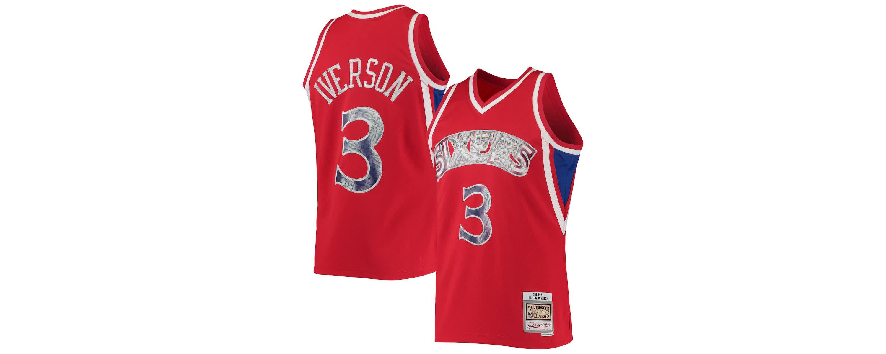 NBA Allen Iverson Philadelphia 76ers 1996/97 Hardwood Classics NBA 75th Anniversary Diamond Swingman Jersey