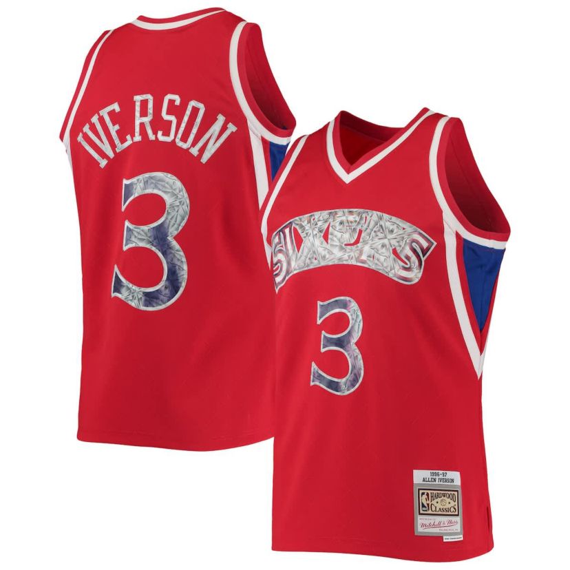 NBA Allen Iverson Philadelphia 76ers 1996/97 Hardwood Classics NBA 75th Anniversary Diamond Swingman Jersey