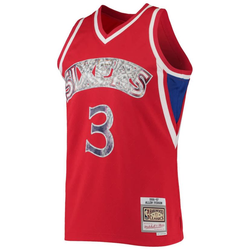 NBA Allen Iverson Philadelphia 76ers 1996/97 Hardwood Classics NBA 75th Anniversary Diamond Swingman Jersey