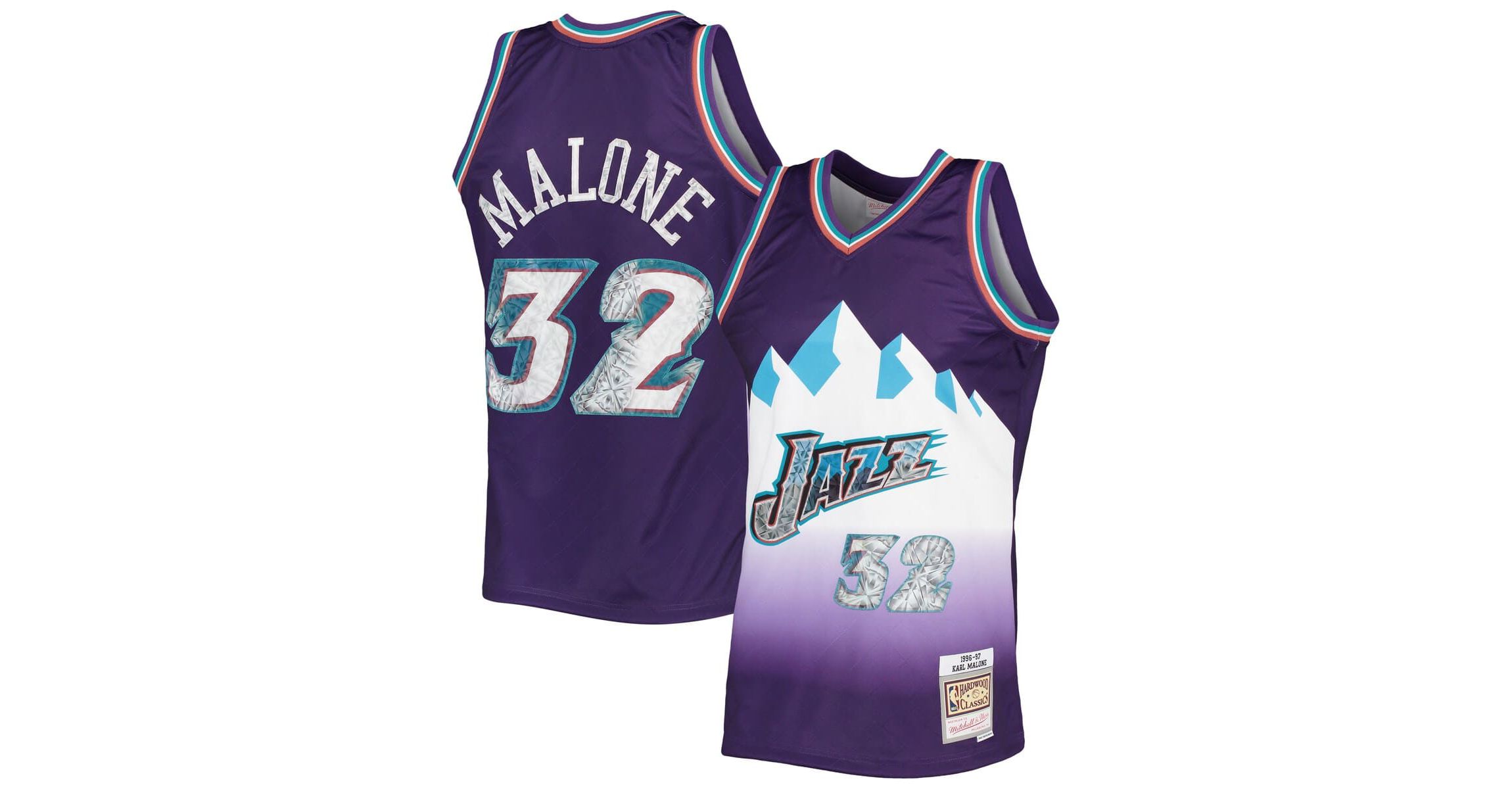 NBA Karl Malone Utah Jazz 1996/97 Hardwood Classics NBA 75th Anniversary Diamond Swingman Jersey