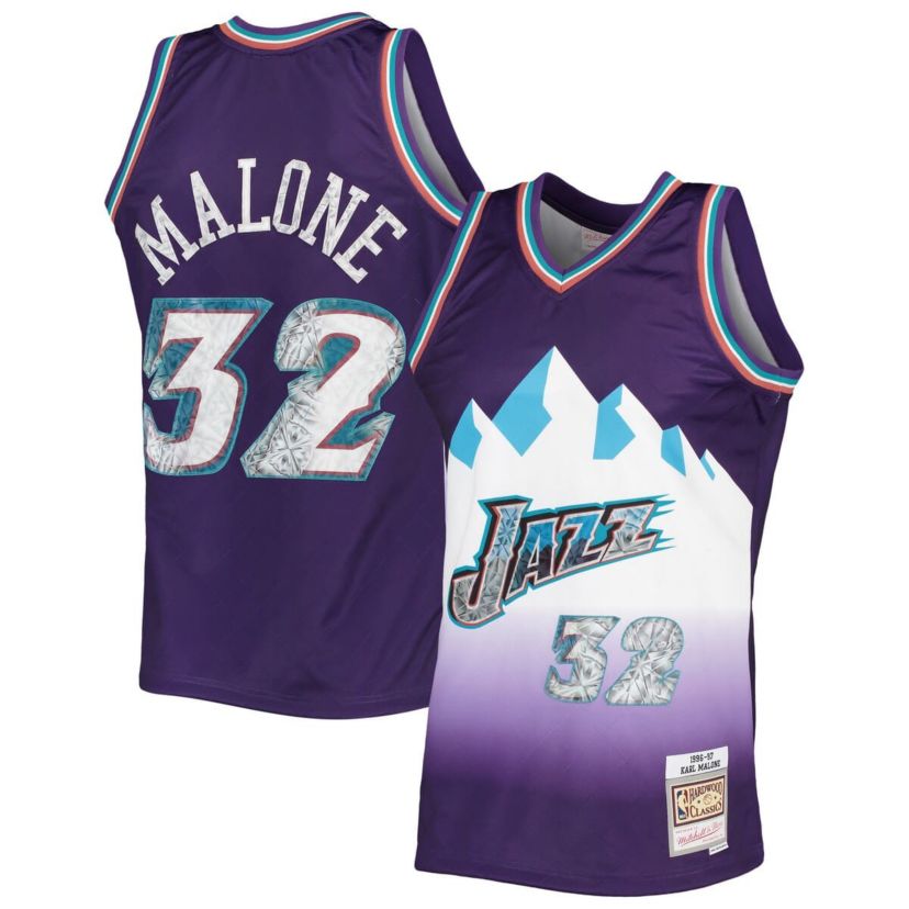 NBA Karl Malone Utah Jazz 1996/97 Hardwood Classics NBA 75th Anniversary Diamond Swingman Jersey