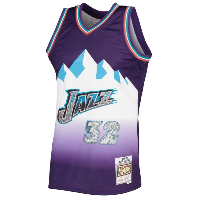 NBA Karl Malone Utah Jazz 1996/97 Hardwood Classics NBA 75th Anniversary Diamond Swingman Jersey