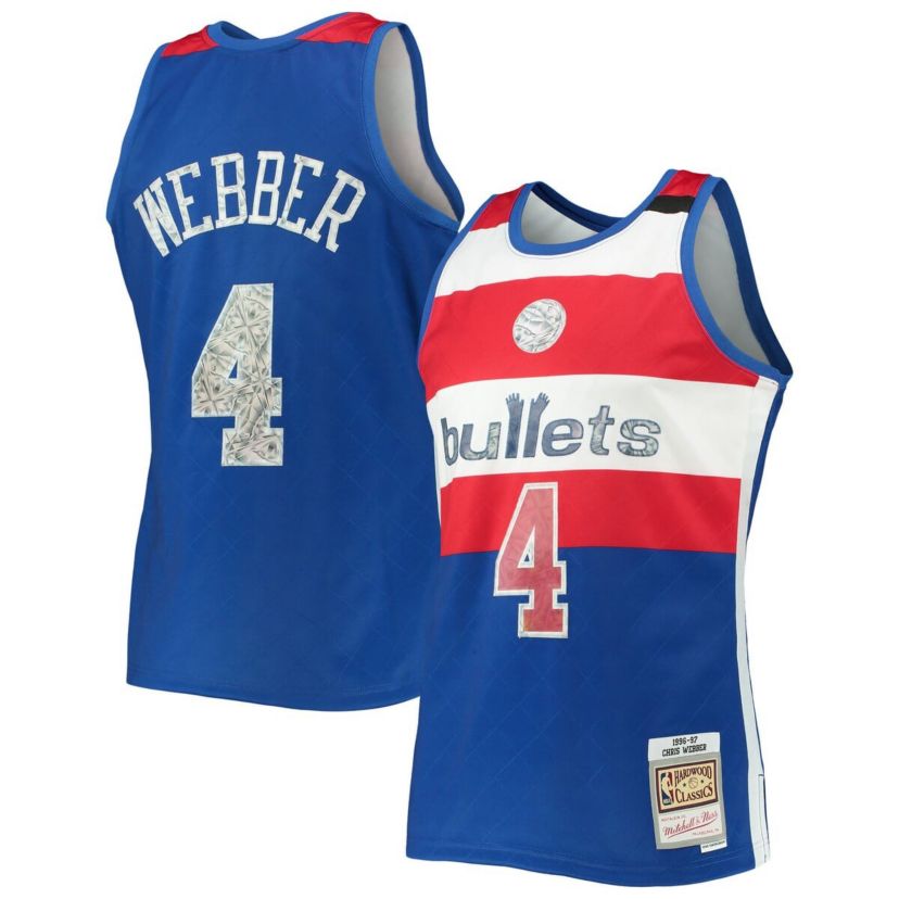Hardwood Classic Teams Chris Webber Washington Bullets 1996/97 Hardwood Classics NBA 75th Anniversary Diamond Swingman Jersey