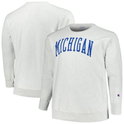 Champion Men's NCAA Michigan Wolverines Big & Tall Reverse Weave Fleece Crewneck Pullover Sweatshirt, 2XL Tall
