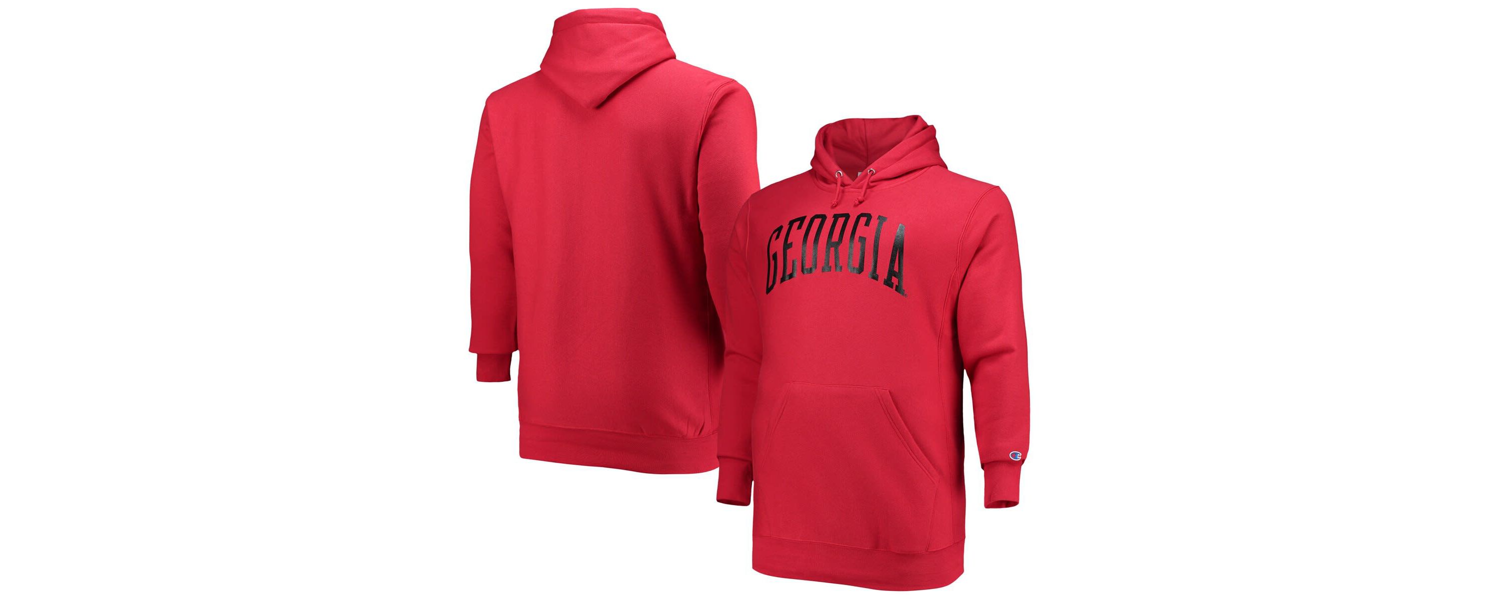 NCAA Georgia Bulldogs Big & Tall Reverse Weave Fleece Pullover Hoodie Sweatshirt