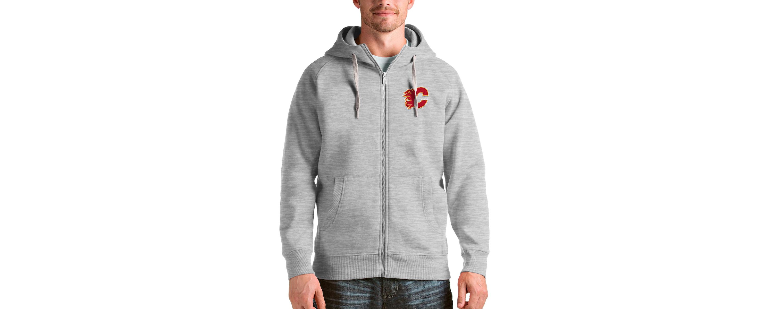 NHL Heathered Calgary Flames Logo Victory Full-Zip Hoodie
