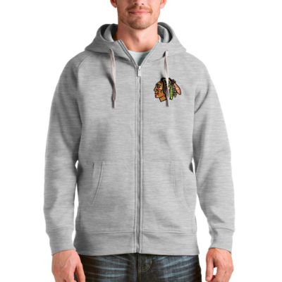 Antigua Men's NHL Heathered Chicago Blackhawks Logo Victory Full-Zip Hoodie