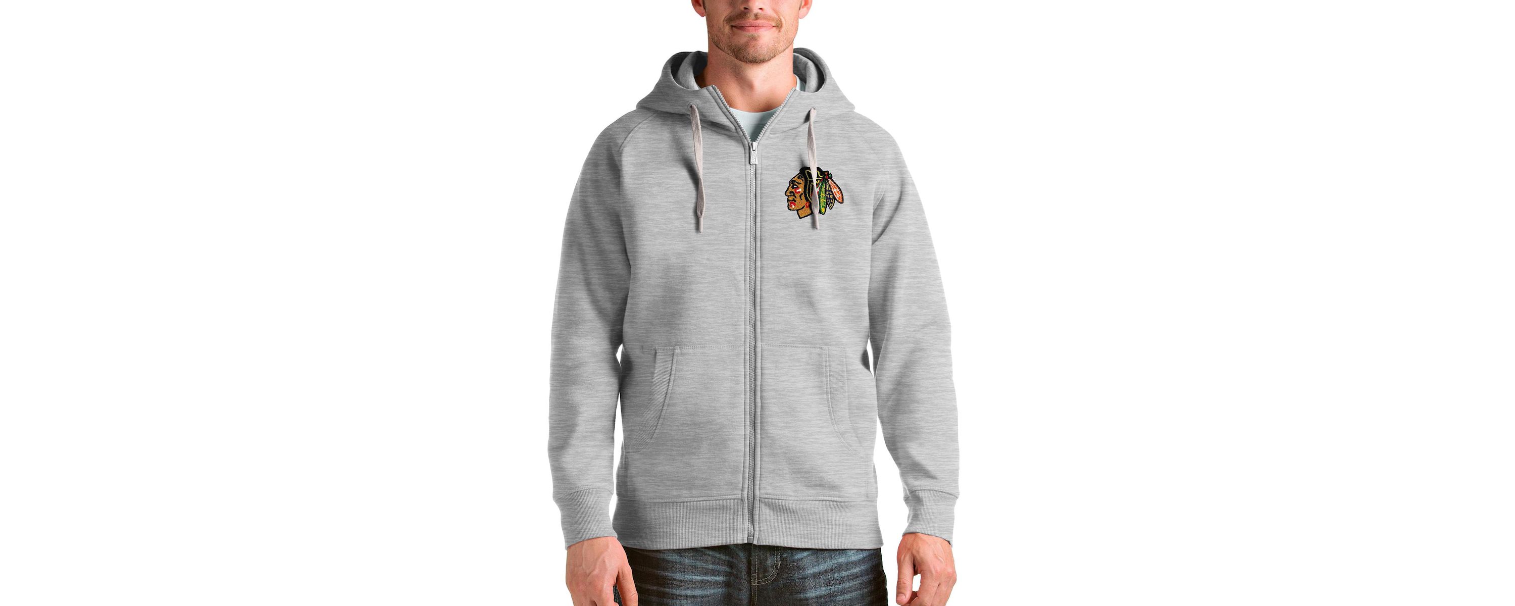 NHL Heathered Chicago Blackhawks Logo Victory Full-Zip Hoodie