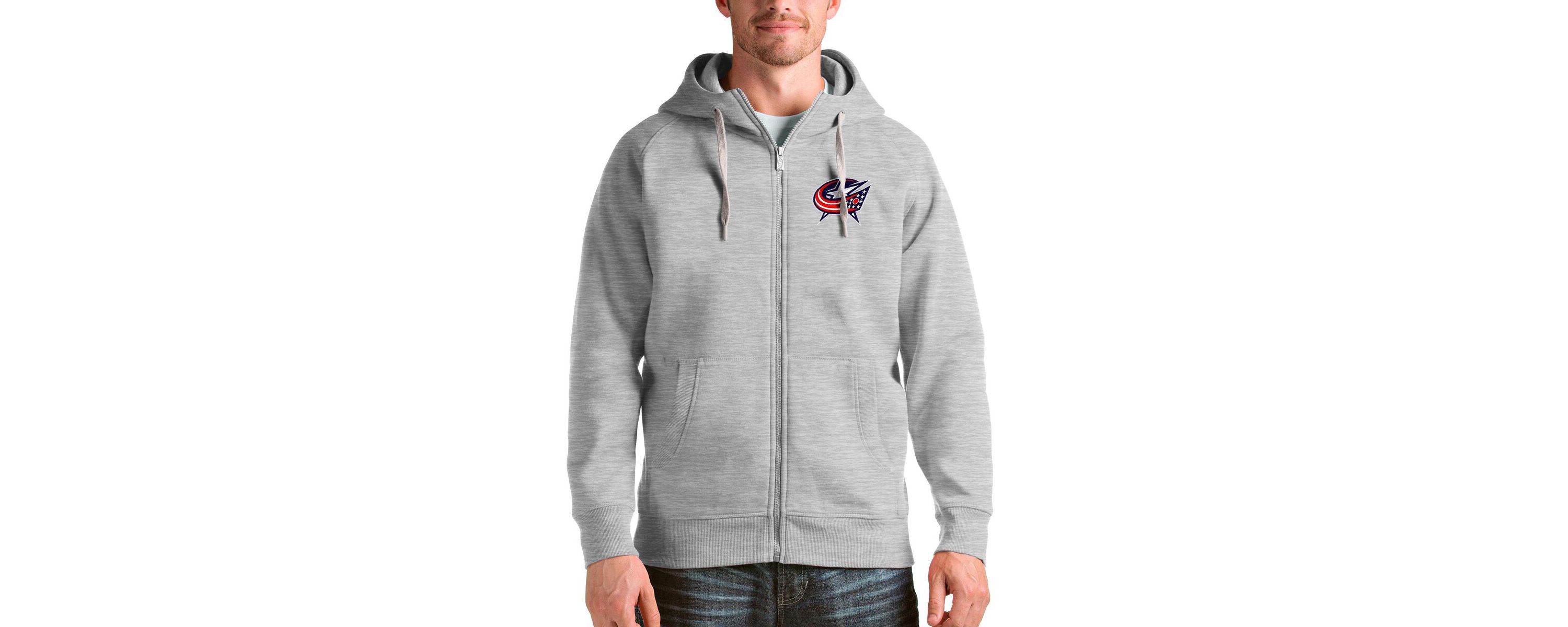 NHL Heathered Columbus Jackets Logo Victory Full-Zip Hoodie