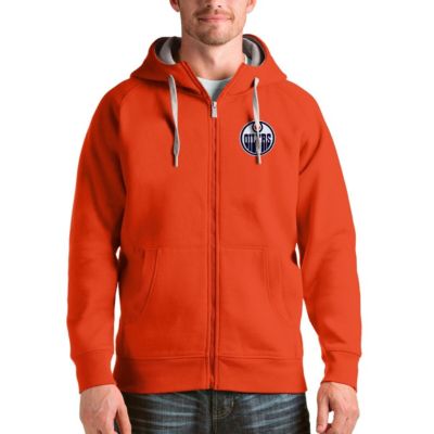 Antigua Men's NHL Edmonton Oilers Logo Victory Full-Zip Hoodie, Orange, 2XL
