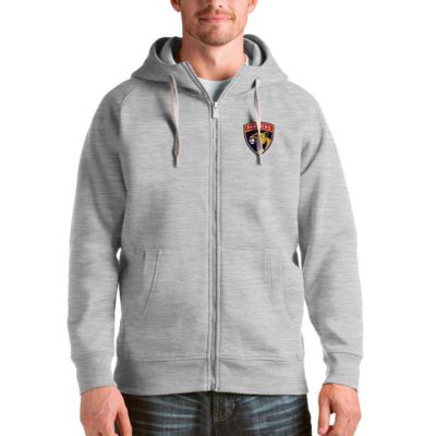 Antigua Men's NHL Heathered Florida Panthers Logo Victory Full-Zip Hoodie