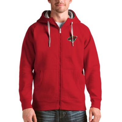 Antigua Men's NHL Minnesota Wild Logo Victory Full-Zip Hoodie, Red, 2XL