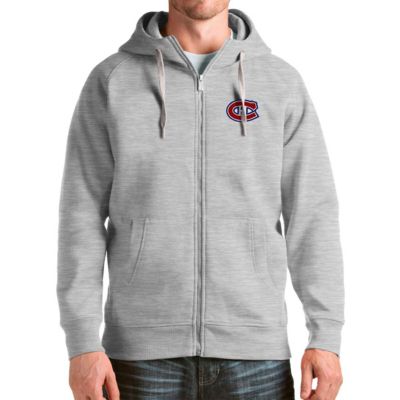 Antigua Men's NHL Heathered Montreal Canadiens Logo Victory Full-Zip Hoodie
