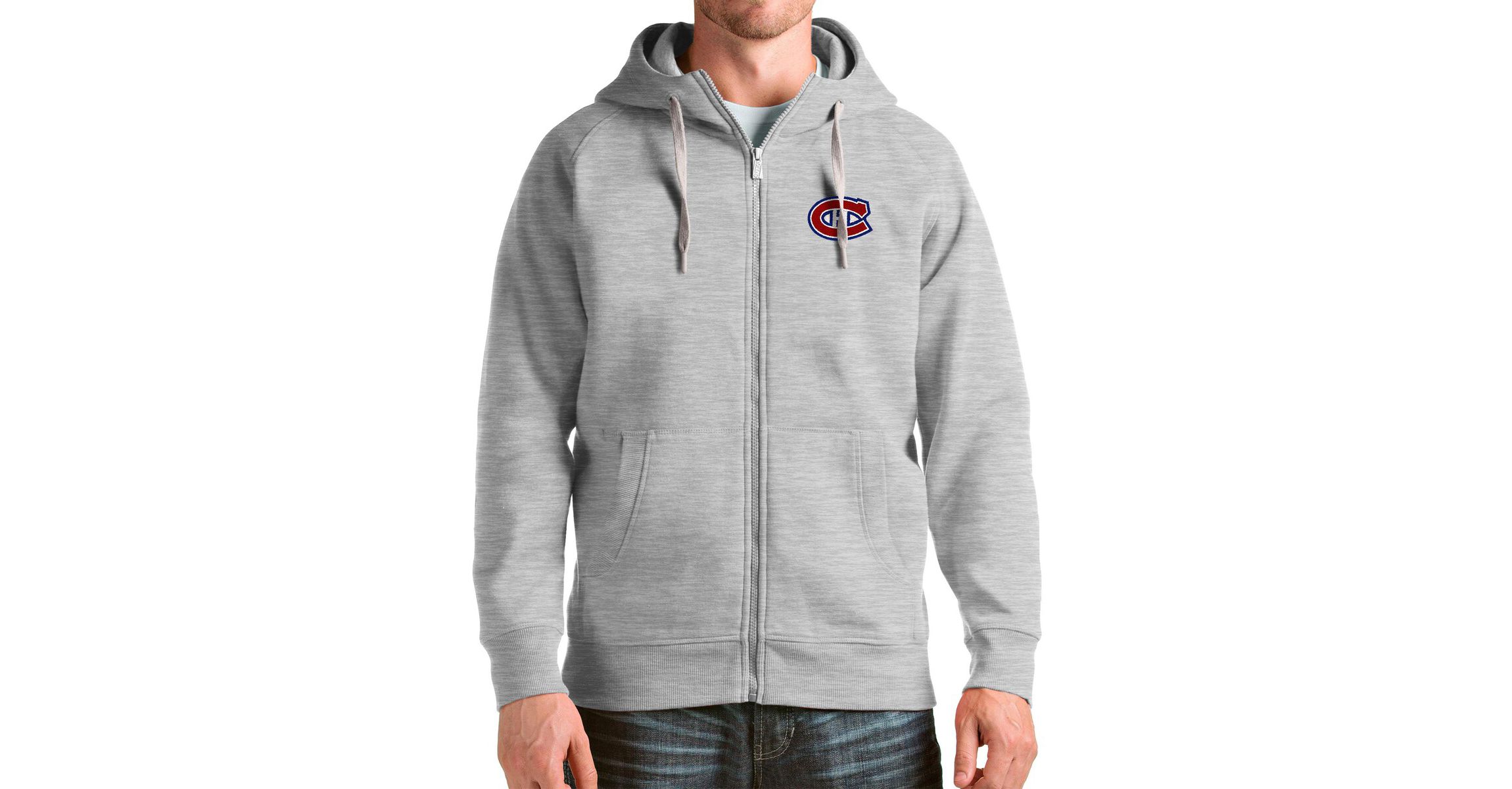 NHL Heathered Montreal Canadiens Logo Victory Full-Zip Hoodie