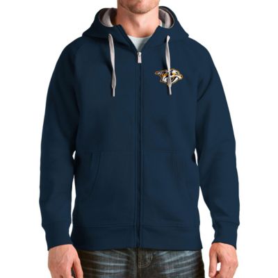 Antigua Men's NHL Nashville Predators Logo Victory Full-Zip Hoodie, Navy Blue, XL
