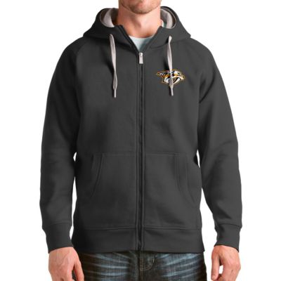 Antigua Men's NHL Nashville Predators Logo Victory Full-Zip Hoodie, Grey, Large