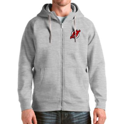 Antigua Men's NHL Heathered New Jersey Devils Logo Victory Full-Zip Hoodie
