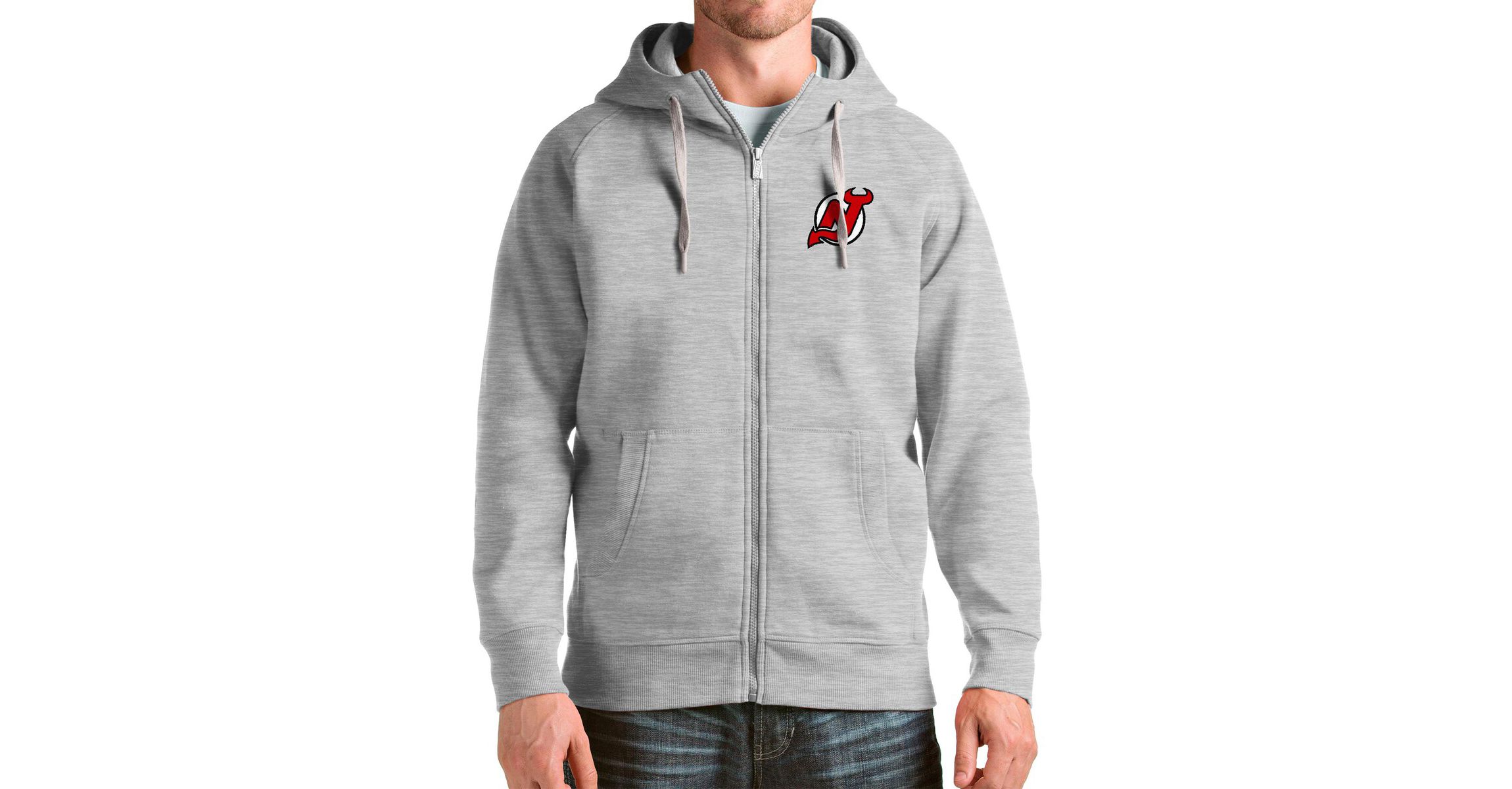 NHL Heathered New Jersey Devils Logo Victory Full-Zip Hoodie
