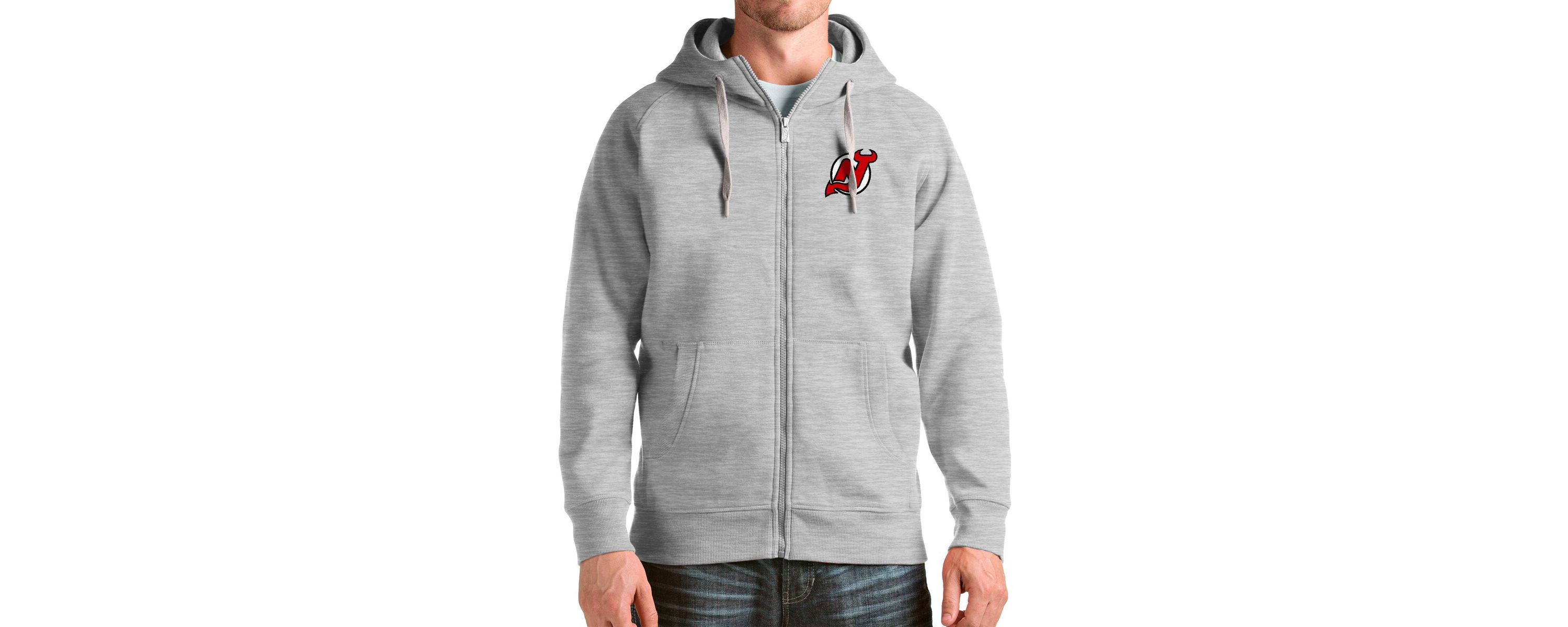 NHL Heathered New Jersey Devils Logo Victory Full-Zip Hoodie
