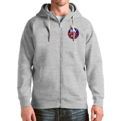 Antigua Men's NHL Heathered New York Islanders Logo Victory Full-Zip Hoodie