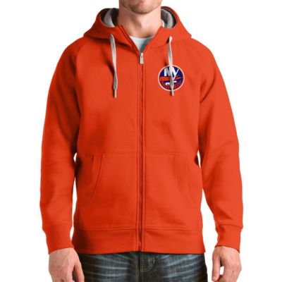 Antigua Men's NHL New York Islanders Logo Victory Full-Zip Hoodie, Orange, Large