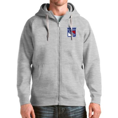 Antigua Men's NHL Heathered New York Rangers Logo Victory Full-Zip Hoodie