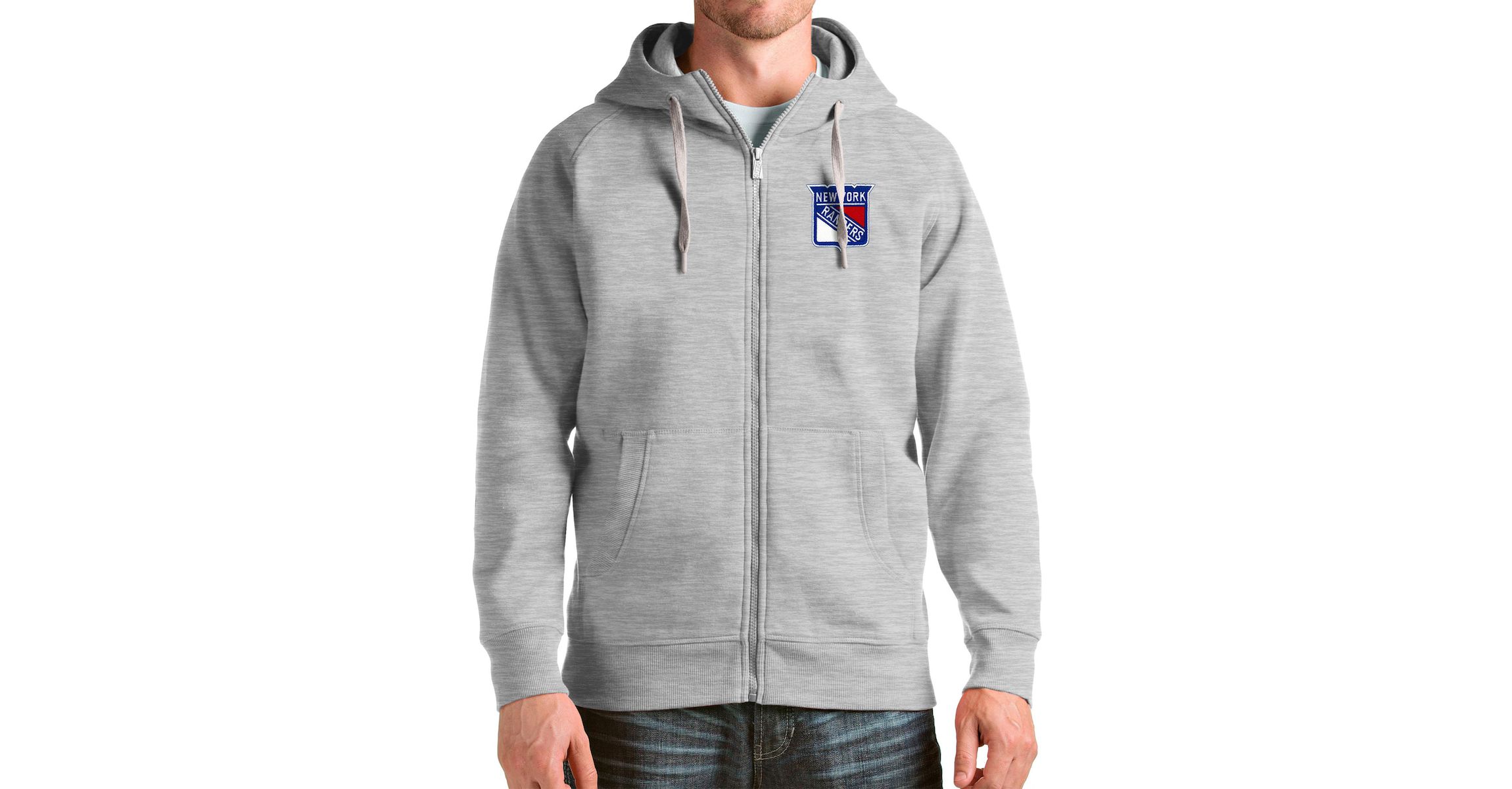 NHL Heathered New York Rangers Logo Victory Full-Zip Hoodie