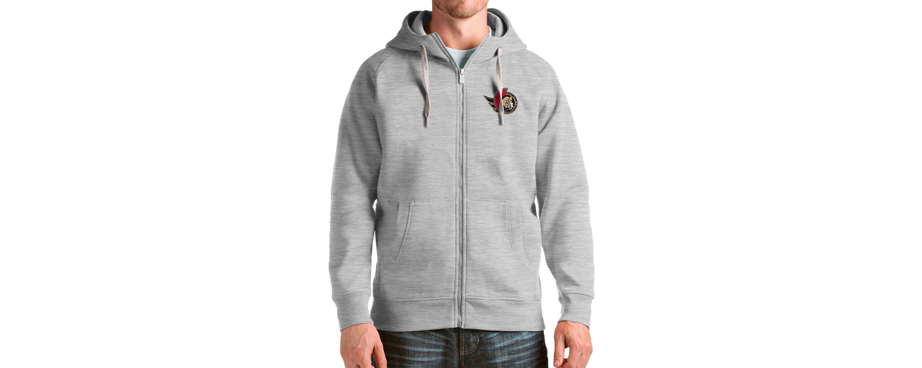 NHL Heathered Ottawa Senators Logo Victory Full-Zip Hoodie