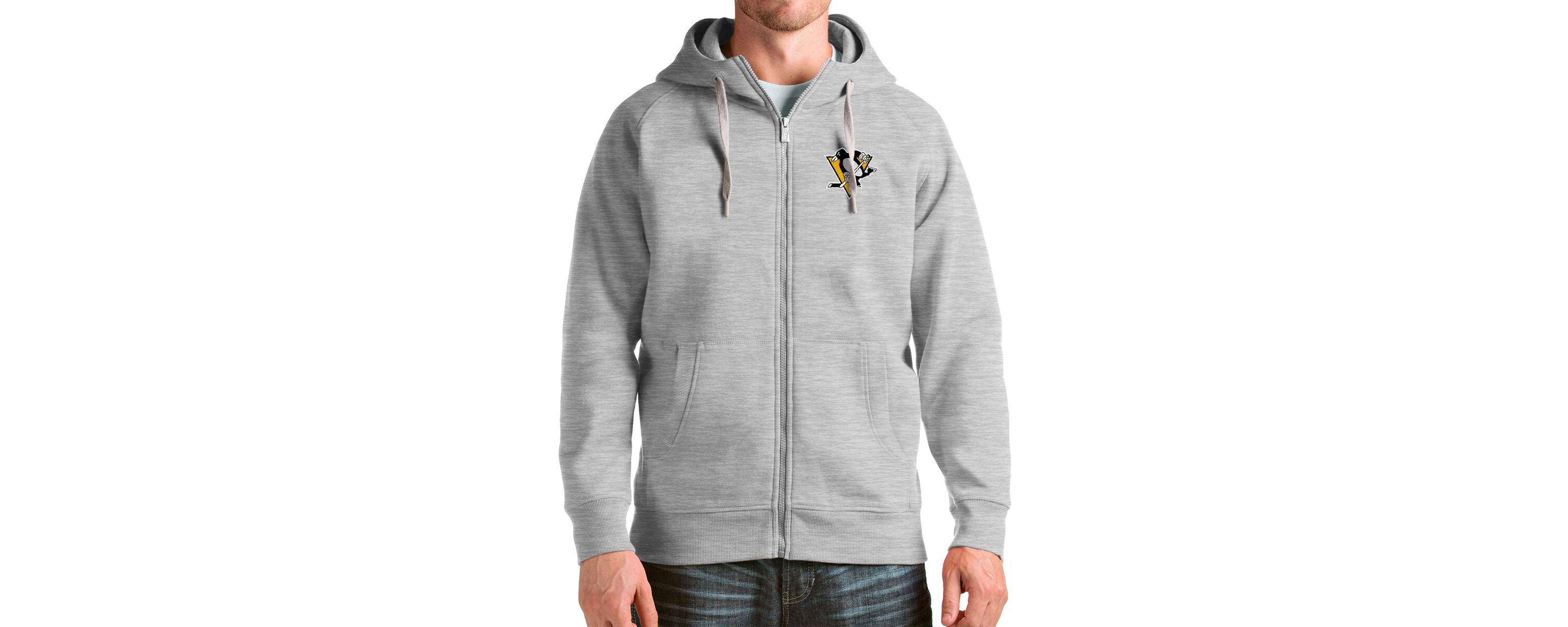 NHL Heathered Pittsburgh Penguins Logo Victory Full-Zip Hoodie
