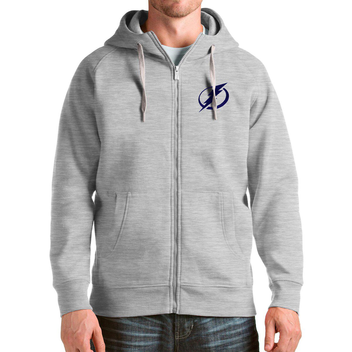 NHL Heathered Tampa Bay Lightning Logo Victory Full-Zip Hoodie