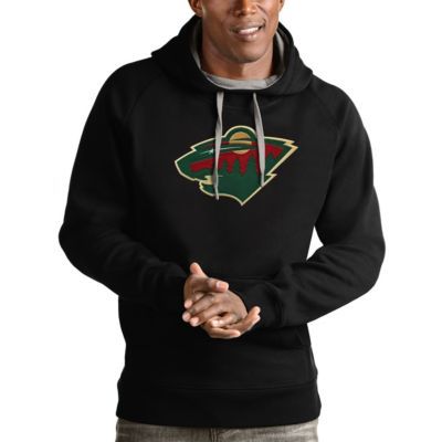 Antigua Men's NHL Minnesota Wild Logo Victory Pullover Hoodie, Black, 2XL