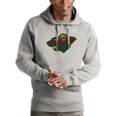 Antigua Men's NHL ed Minnesota Wild Logo Victory Pullover Hoodie, Gray, Large