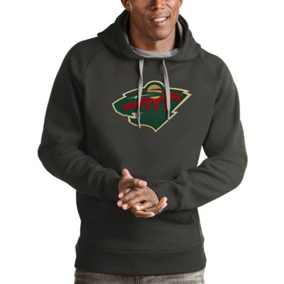 Antigua Men's NHL Minnesota Wild Logo Victory Pullover Hoodie, Grey, XL