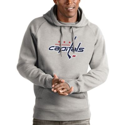 Antigua Men's NHL ed Washington Capitals Logo Victory Pullover Hoodie, Gray, 2XL